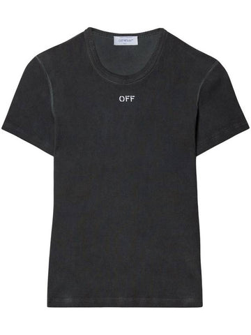 Off-White Logo-Embroidered T-Shirt - OFF WHITE - BALAAN 1