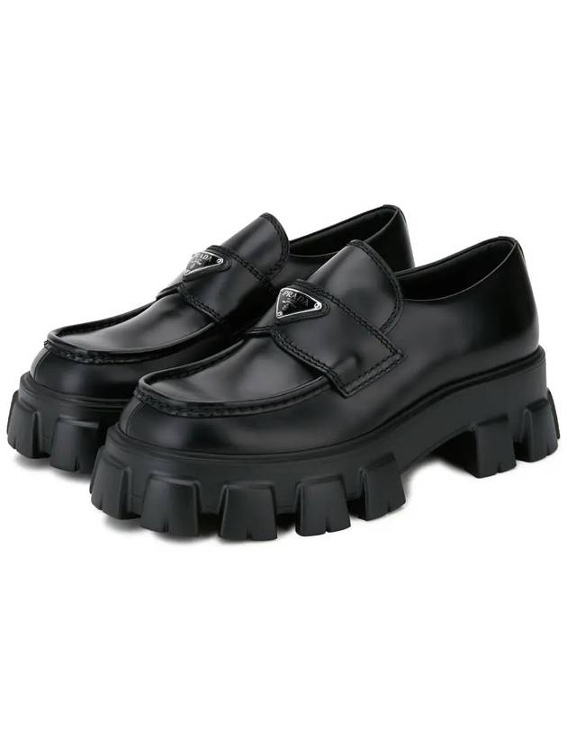 Monolith Brushed Leather Loafers Black - PRADA - BALAAN 2