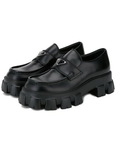 Monolith Brushed Leather Loafers Black - PRADA - BALAAN 2