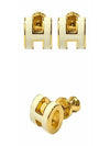 Mini Pop H Earrings Gold Gold Blanc - HERMES - BALAAN 5