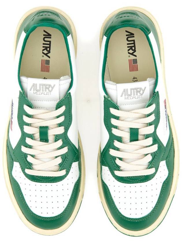 Men's Medalist Leather Low Top Sneakers Green - AUTRY - BALAAN 7