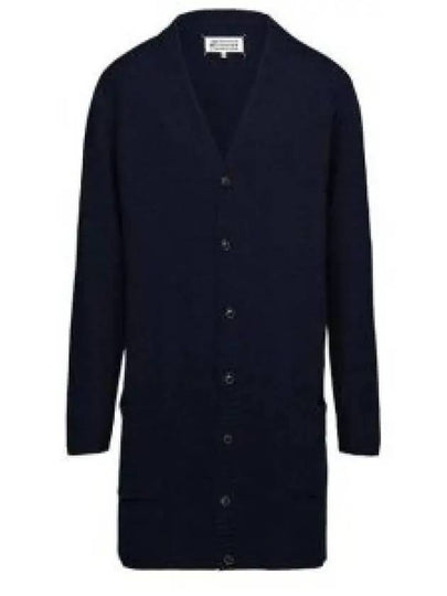 V Neck Wool Long Cardigan Navy - MAISON MARGIELA - BALAAN 2