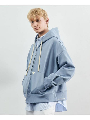 Y OVERSIZED CROP HOOD ZIP UP LIGHT BLUE - YCW - BALAAN 1