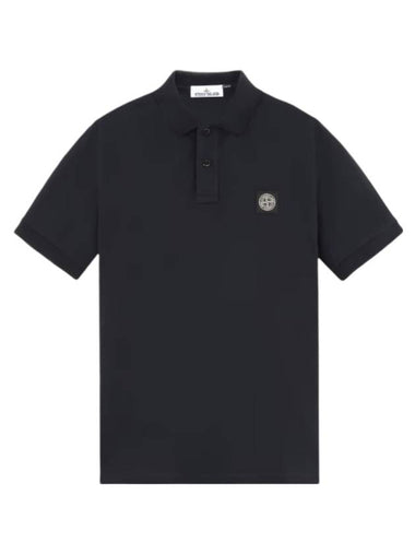 Organic Cotton Elastane Pique Polo Shirt Navy - STONE ISLAND - BALAAN 1