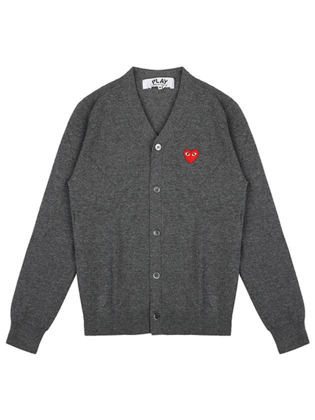 P1N008 MEDGREY Heart Wappen Wool Cardigan - COMME DES GARCONS - BALAAN 1