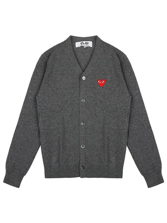 P1N008 MEDGREY Heart Wappen Wool Cardigan - COMME DES GARCONS - BALAAN 1