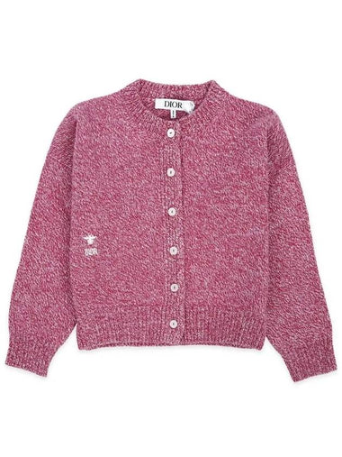 Kids Logo Embroidered Knit Cardigan Pink 4SBM14CARA 300 8 10 - DIOR - BALAAN 1