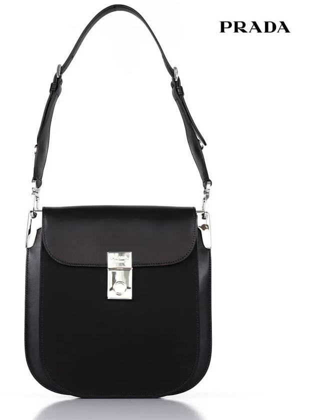 Women's Margit Leather Shoulder Bag Black - PRADA - BALAAN 2