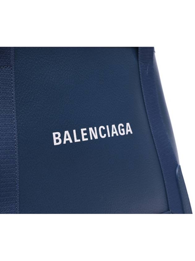 logo print cabas leather tote bag navy - BALENCIAGA - BALAAN.