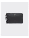 Re-Nylon and Saffiano Leather Clutch Bag Black - PRADA - BALAAN 2