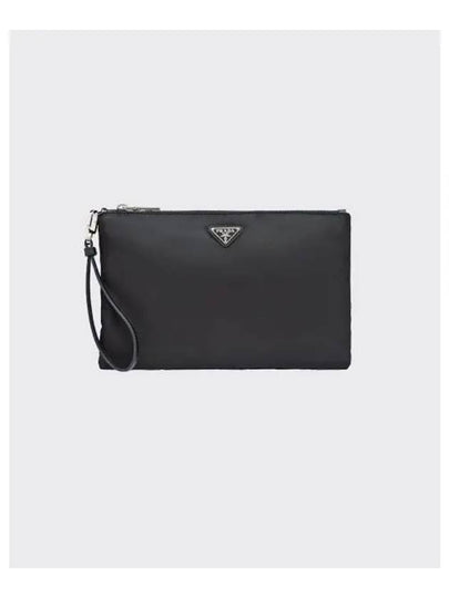 Re-Nylon and Saffiano Leather Clutch Bag Black - PRADA - BALAAN 2