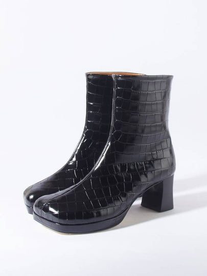 Women's Leather Middle Boots Black - JE LA CONNAIS - BALAAN 2