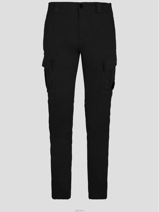 Men's Lens Wappen Stretch Satin Cargo Straight Pants Black - CP COMPANY - BALAAN 3