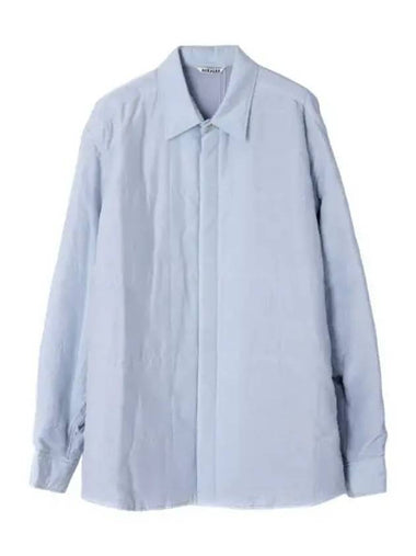 QUILTED LIGHT SILK COTTON SHIRT A23AS01SP LIGHTBLUE long sleeves - AURALEE - BALAAN 1