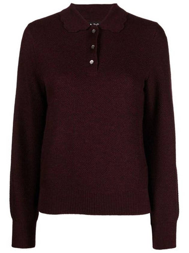 WoMen's Olivia Long Sleeve Polo Shirt Dark Burgundy - A.P.C. - BALAAN 1