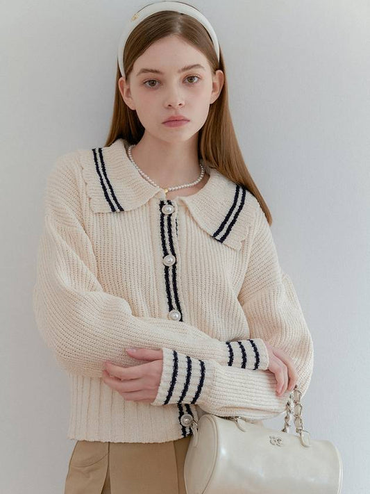 COMBI COLLAR KNIT CARDIGAN_IVORY - ANOETIC - BALAAN 2