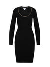 Gold Chain Detail Cashmere Long Sleeve Midi Dress Black - BOTTEGA VENETA - BALAAN 1