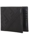 Shadow Diagonal Leather Half Wallet Black - FENDI - BALAAN 3