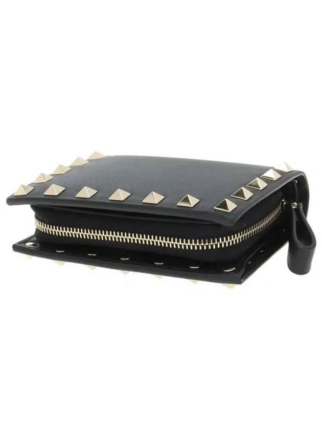 Rockstud Coin Ring Wallet Black - VALENTINO - BALAAN.