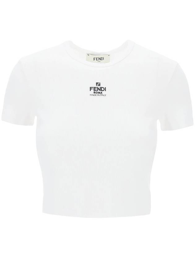 Logo Cotton Crop Short Sleeve T-Shirt White - FENDI - BALAAN 2