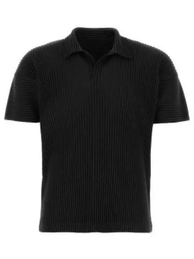 Homme Basic Plissé Pleated Polo Shirt Black - ISSEY MIYAKE - BALAAN 2