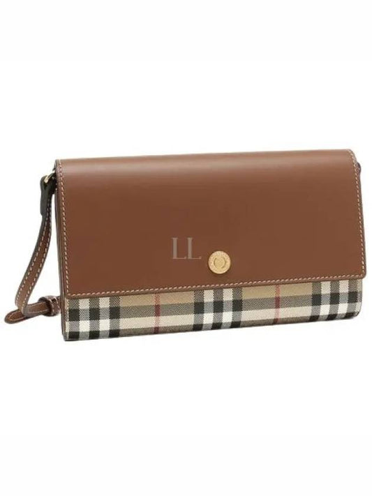 Vintage Check Leather Wallet Cross Bag Brown - BURBERRY - BALAAN 2