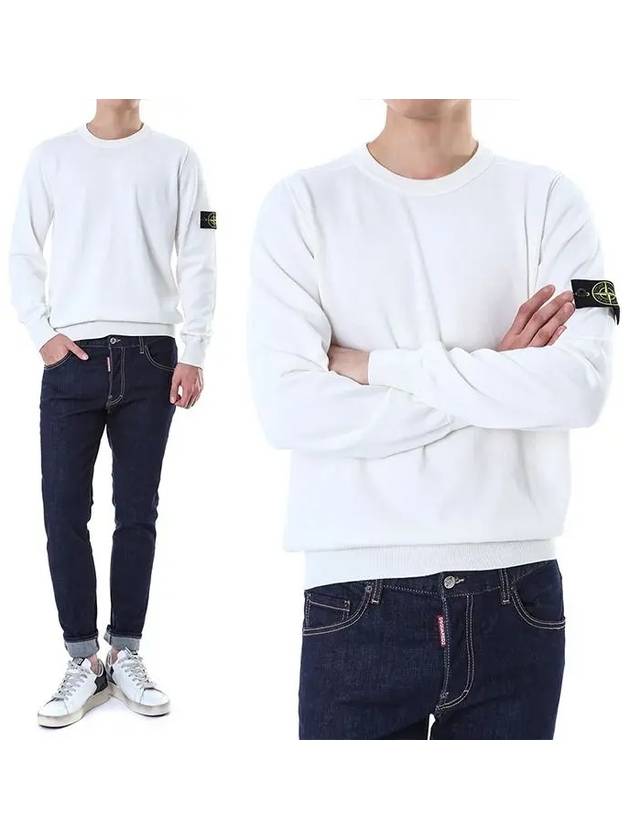 Crewneck Soft Cotton Knit Top White - STONE ISLAND - BALAAN 2