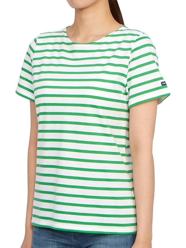 Etrille Striped Short Sleeve T-Shirt White Green - SAINT JAMES - BALAAN 3