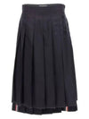 4 Bar Logo Plain Weave Wool Pleated Skirt Navy - THOM BROWNE - BALAAN 2