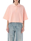 Cropped Cotton Piquet Polo Shirt Pink - BOTTEGA VENETA - BALAAN 2