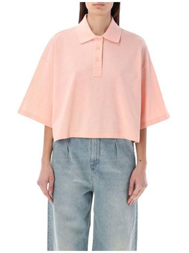 Cropped Cotton Piquet Polo Shirt Pink - BOTTEGA VENETA - BALAAN 1