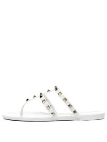 24 4W0S0T84 PVS 001 4W2S0T84 Rubber Rockstud Flat Thong Sandals 1194166 - VALENTINO - BALAAN 1