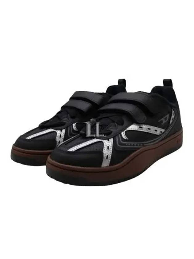 S-Ukiyo Strap Leather Low Top Sneakers Black - DIESEL - BALAAN 2