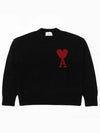 Big Heart Logo Wool Knit Top Black - AMI - BALAAN 2