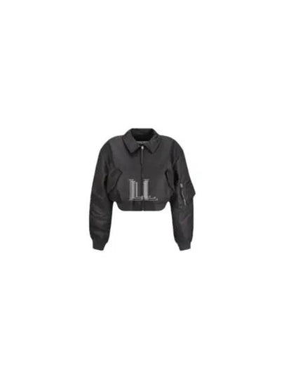 Crop Padded Bomber Jacket Anthracite Grey - ACNE STUDIOS - BALAAN 2