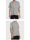 Stripe Pattern Short Sleeve T Shirt Black - THOM BROWNE - BALAAN 5