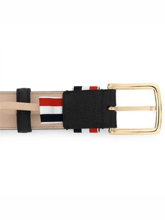 Men's Three Stripes Tab Pebbled Leather Belt Black - THOM BROWNE - BALAAN 4