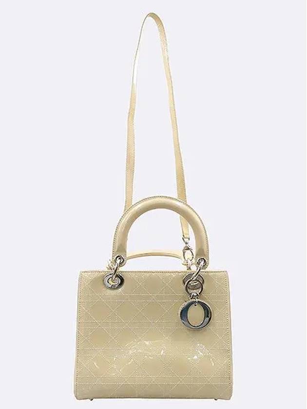 Ivory color patent stitch medium lady bag shoulder strap 2WAY - DIOR - BALAAN 4