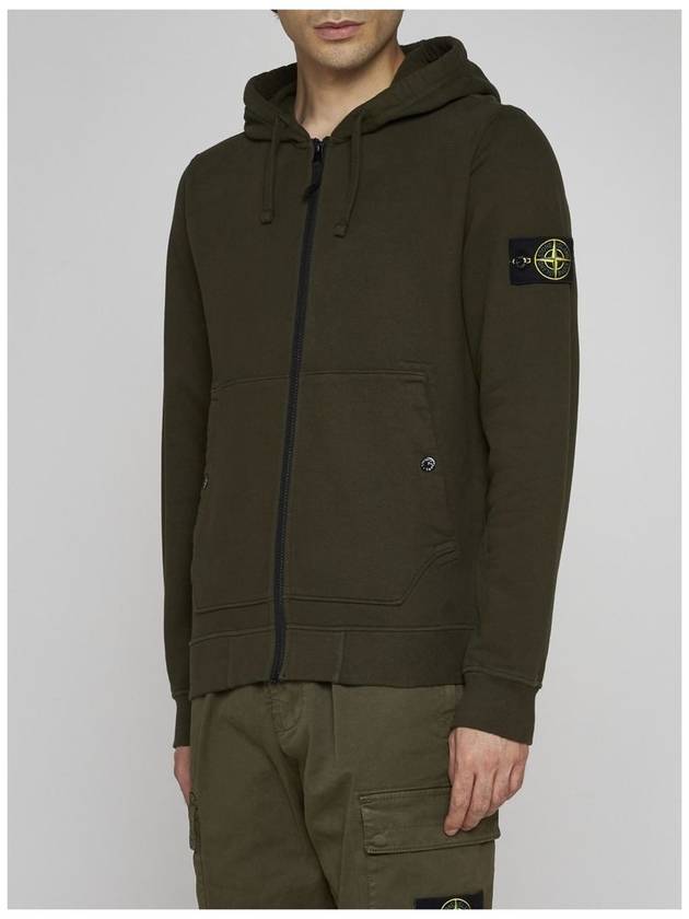 Wappen Patch Cotton Zip Up Hoodie Olive - STONE ISLAND - BALAAN 3