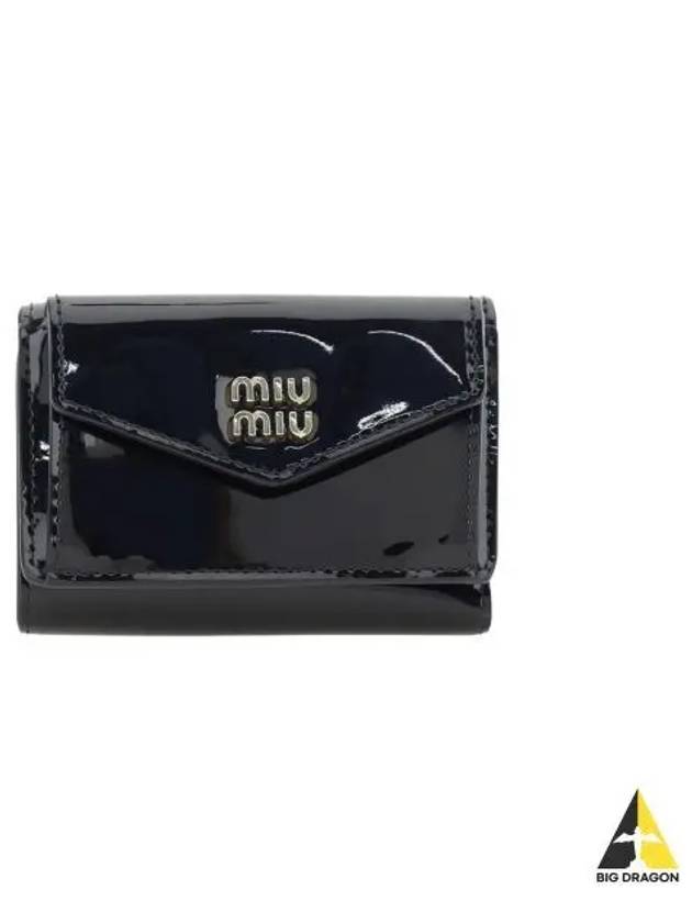 Matelasse Logo Leather Half Wallet Black - MIU MIU - BALAAN 2