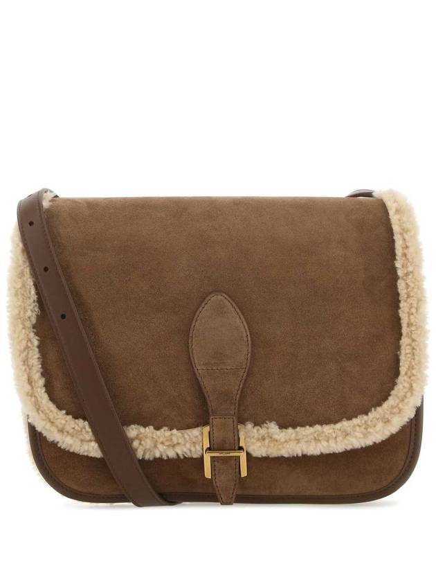 Women's Suede Cross Bag Brown - SAINT LAURENT - BALAAN 2