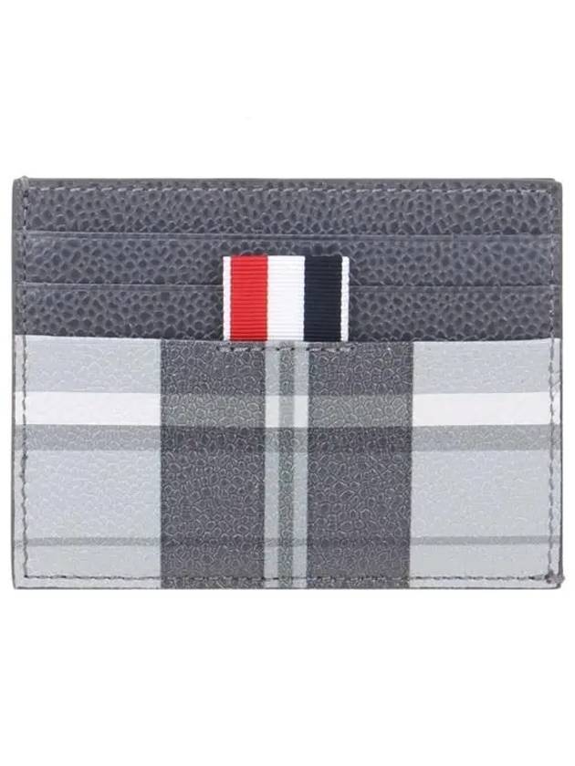 4-Bar Madras Pebble Grain Leather Card Wallet - THOM BROWNE - BALAAN 2