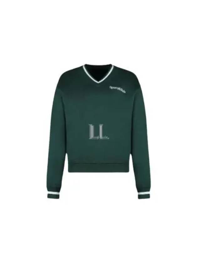 Serif Embroidered Logo V-Neck Sweatshirt Dark Green - SPORTY & RICH - BALAAN 2