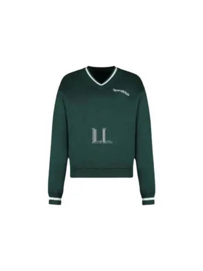 Serif Embroidered Logo V-Neck Sweatshirt Dark Green - SPORTY & RICH - BALAAN 2