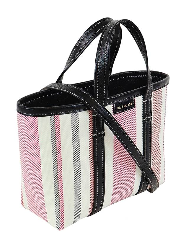 Barbes East West Raffia Striped Shopper Tote Bag Pink - BALENCIAGA - BALAAN 4