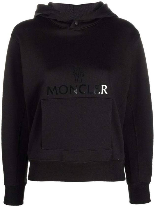Grenoble Logo Printing Pocket Hooded Sweatshirt Black - MONCLER - BALAAN.
