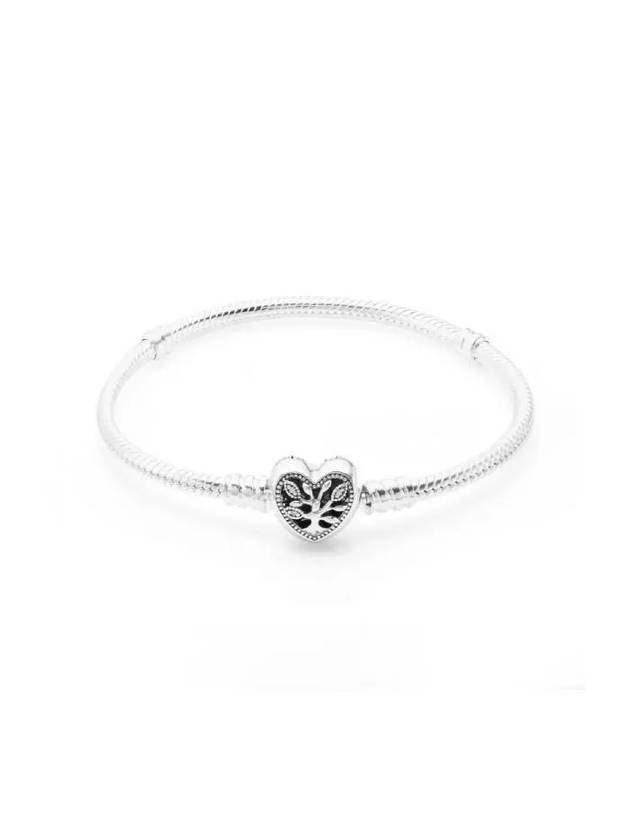 Women's Moments Family Tree Heart Clasp Snake Chain Bracelet Silver - PANDORA - BALAAN 2