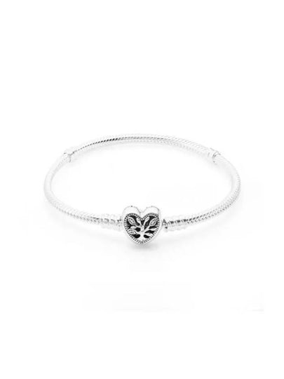 Women's Moments Family Tree Heart Clasp Snake Chain Bracelet Silver - PANDORA - BALAAN 2