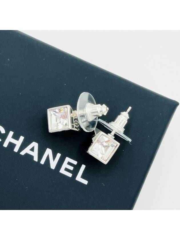 Earrings silver cubic square cube CC logo - CHANEL - BALAAN 8