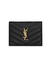 Casandra Matelasse Quilted Lambskin Flap Card Wallet Black - SAINT LAURENT - BALAAN 2